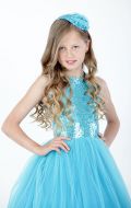 Платье бальное голубой фатин; Артикул Ф28