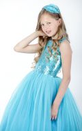 Платье бальное голубой фатин; Артикул Ф28