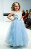 Платье бальное голубое с цветами; Артикул СМ188