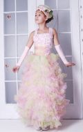 Платье бальное розово-салатовые воланы; Артикул В26